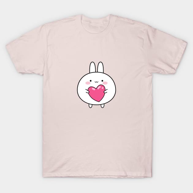 Love you sticker, Cute white rabbit sticker, Valentines day, Cute sticker, Kawaii rabbit, Pink sticker T-Shirt by KristinityArt